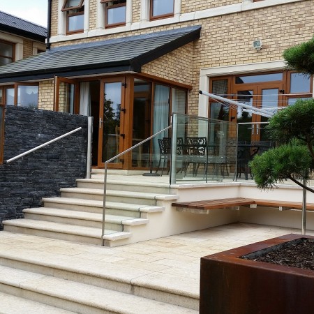 Brown granite paving & steps